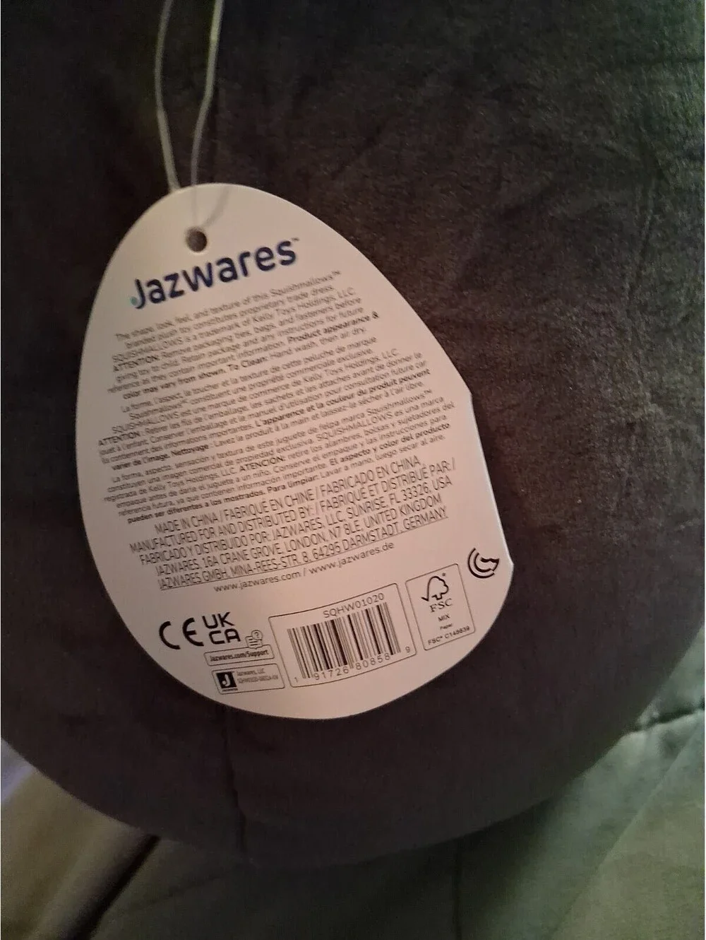 Squishmallows 16-Inch JULIANNE Grey and Purple Coffin Plush New Halloween Toy
